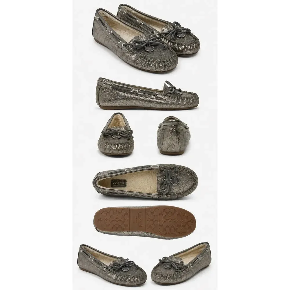 Coach Antonia Metallic Signature Leather Moccasins – Women's US 11 / EU 43